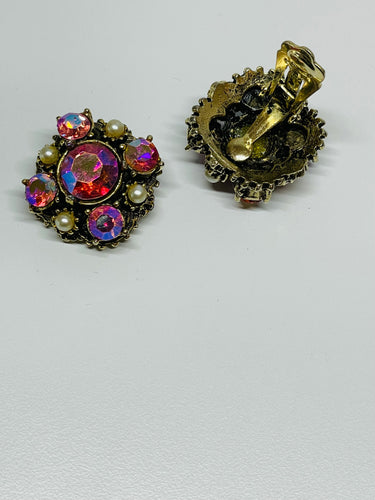 Pink AB Rhinestone Bracelet and Earrings set Devil's Details